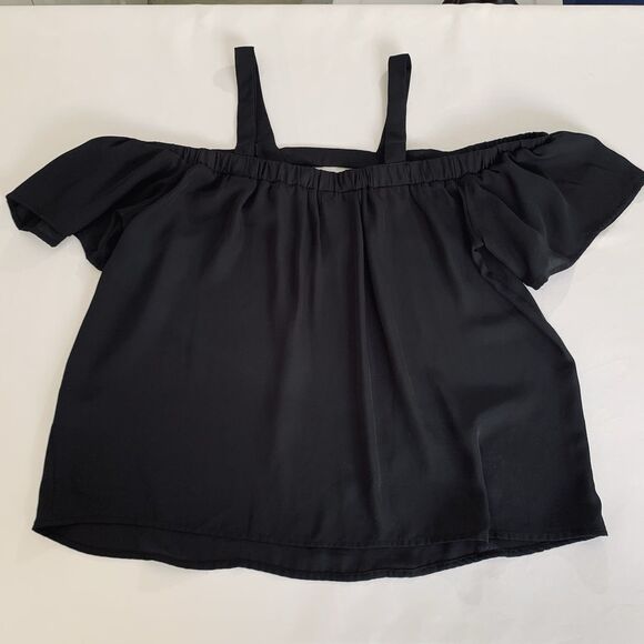 Shein Top Black Women S Cold Shoulder Cutout Flowy Going Out Party Western Boho - Picture 3 of 8